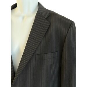 Burberry London Blazer Size 46R Bond Street Gray Chalk Stripe Suit Coat Wool USA